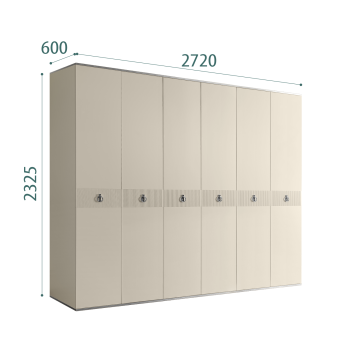 Шкаф 6-ти дверный Римини СОЛО (Ваниль/Серебро) РМШ2/6(s)