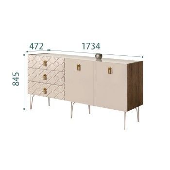 Комод 1.6м Bogemia Woodline Fa (Ваниль) (Lakobel/Золото) БМКМ-4