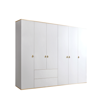 Шкаф 6-ти дверный с ящиками Римини (Белый/Золото) РМШ2/61