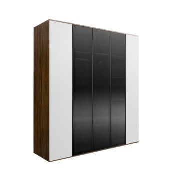 Шкаф 5-ти дв. Bogemia Woodline Air (Белый/Черный) БМШ2/5(3)