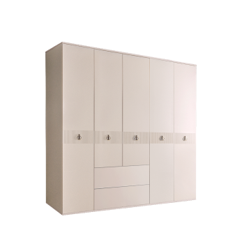 Шкаф 5-ти дверный с ящиками Римини СОЛО (Бежевый/Серебро) РМШ2/51(s)