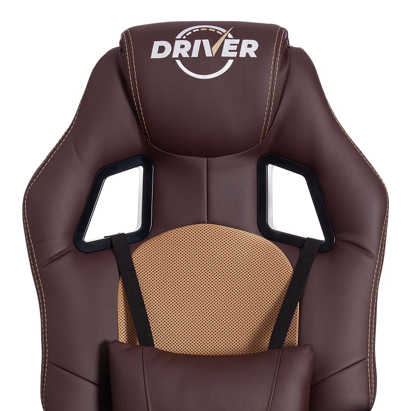 Кресло DRIVER (22), кож/зам/ткань, коричневый/бронза, 36-36/TW-21 | изображение 6