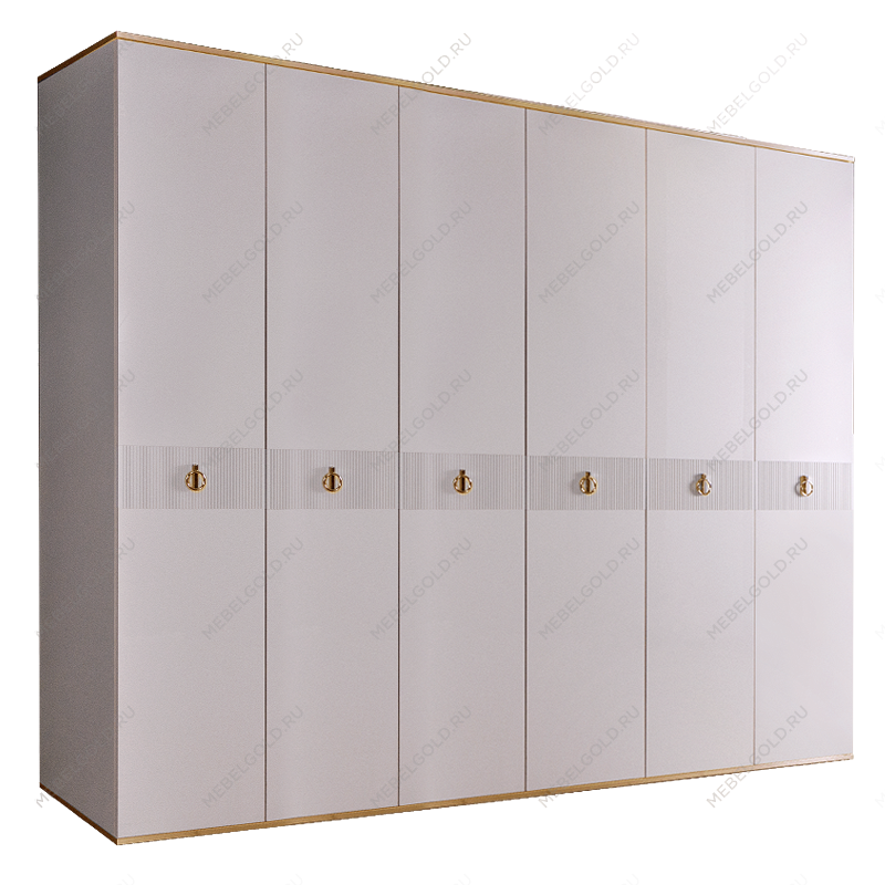 Шкаф 6-ти дверный Римини СОЛО (Белый/Золото) РМШ2/6(s)