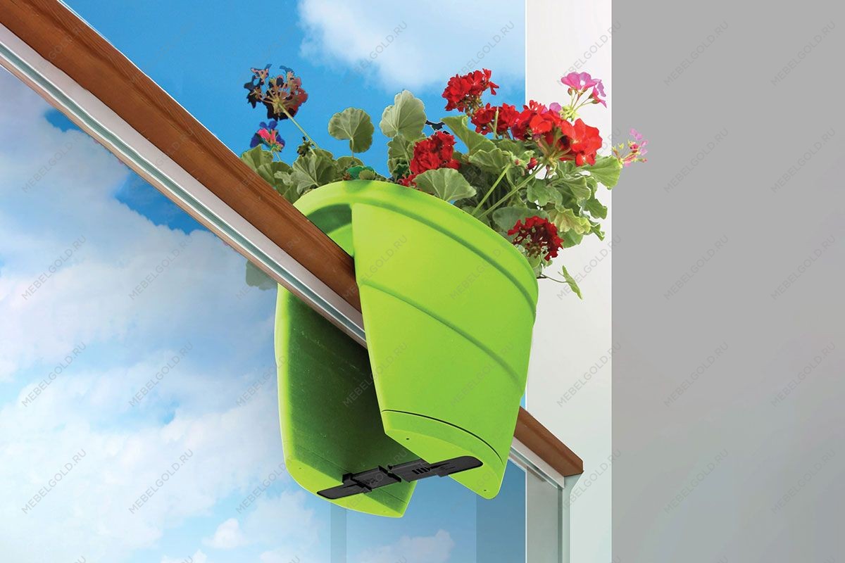 Цветочница-кашпо на перила Lilac, зеленый | изображение 2