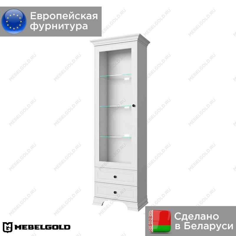 Шкаф с витриной Тиффани 1V2S белый | изображение 1