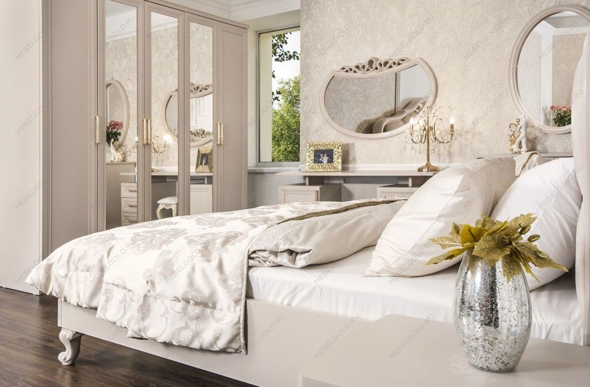 Шкаф Мокко 4-дверный с зеркалом бежевый | изображение 5