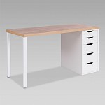 ИНГАР стол письменный ИКЕА / IKEA 2/5Т 140x75x55, дуб беленый/белый | изображение 1