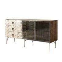 Комод 1.6м Bogemia Woodline Fa (Слоновая кость) (Novabuk/Хром) БМКМ-4[5]