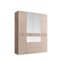 Шкаф 4-х дверный с зеркалом, с ящиками Римини СОЛО (Латте/Золото) РМШ1/41(s)