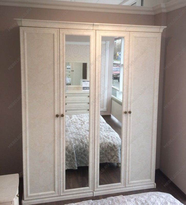 Шкаф Афина 4-дверный (1+2+1) с зеркалом крем корень | изображение 2