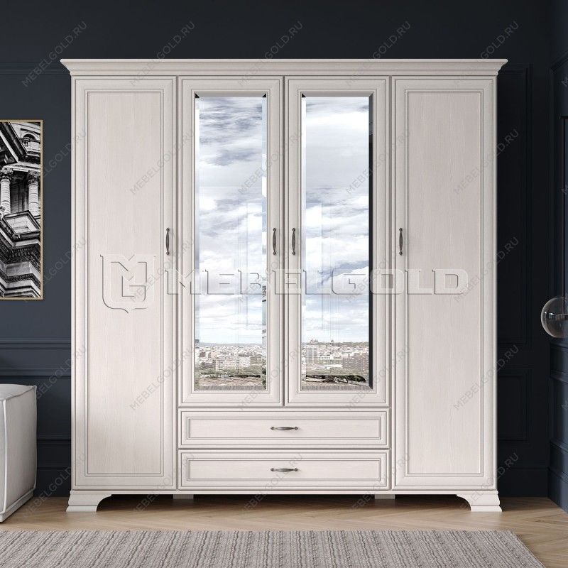 Шкаф 4-створчатый Тиффани 4D2S вудлайн кремовый | изображение 1