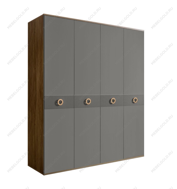 Шкаф 4-х дверный Bogemia Woodline Fi (Серый/Золото) БМШ2/4