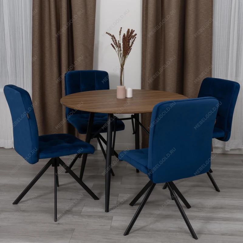 Стул обеденный Medeo, поворотный механизм 360, велюр, Blue (синий) | изображение 8