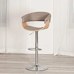 Барный стул VIMTA (mod.4021S), металл/дерево/ткань, 60х51х91,5-112,5 см, выс. сид. 61,5-82,5 см, бежевый/натур./хром, Aimcasa 5 | изображение 12