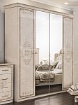 Шкаф Патрисия 4-дверный (1+2+1) с зеркалом крем корень глянец | изображение 2