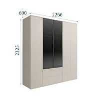 Шкаф 5-ти дв. с ящиками Bogemia Air (Шелк/Черный) БМШ2/52(2)