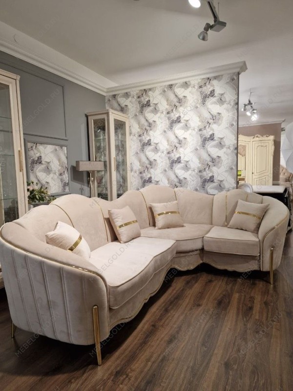 Диван Лара угловой 3-у-1 бежевый золото | изображение 4