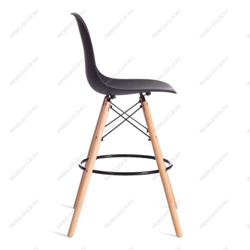 Стул барный Cindy Bar Chair (mod. 80-1), дерево бук/металл/пластик, 50 х 51 х 109 см, Black (Черный) 3010/ натуральный | изображение 1