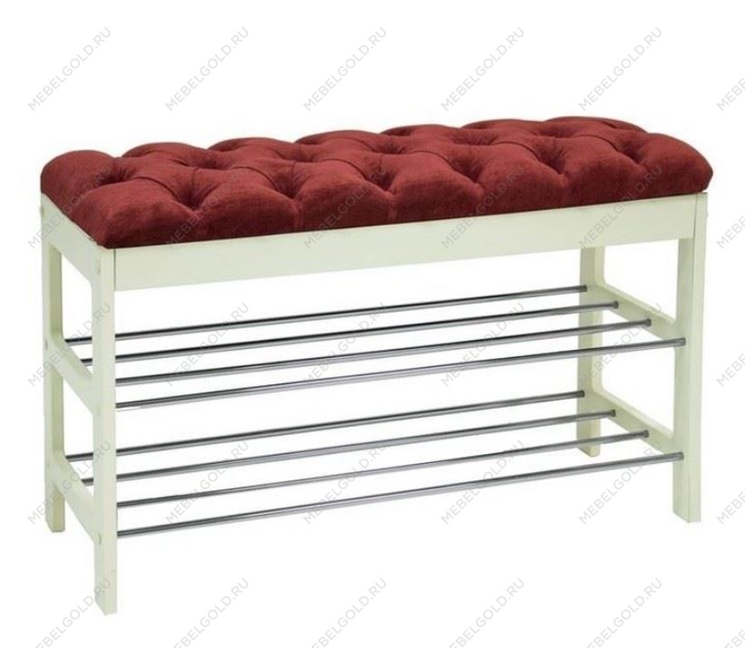 Банкетка Грейс (Дуб шампань, к/з Бордо, каретная стяжка)