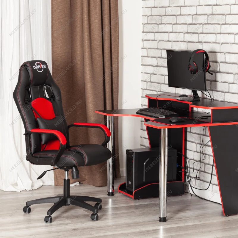 Кресло DRIVER (22), кож/зам/ткань, черный/красный, 36-6/TW-08 | изображение 18