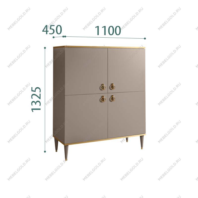 Пенал 4 двери Римини (Мокка/Золото) РМП-3