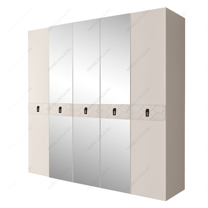 Шкаф 5-ти дв. с зеркалами Bogemia Farfalle (Слоновая кость/Черный) БМШ1/5(Fa)