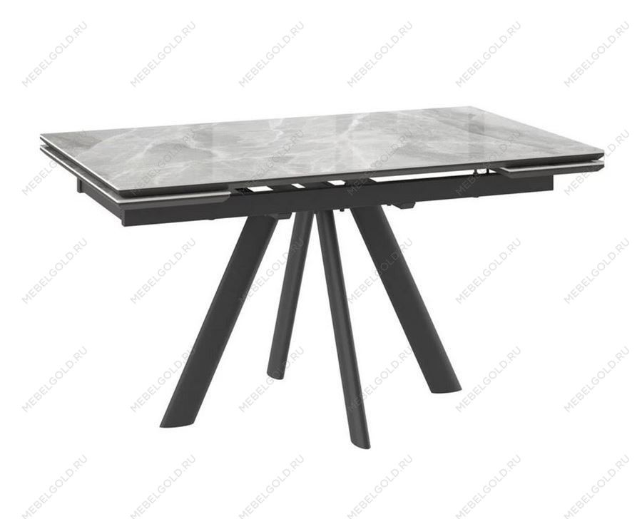 Стол с керамическим покрытием Джейтон-140 (91stone grey gloss st cer/черный) 140(30+30)х85