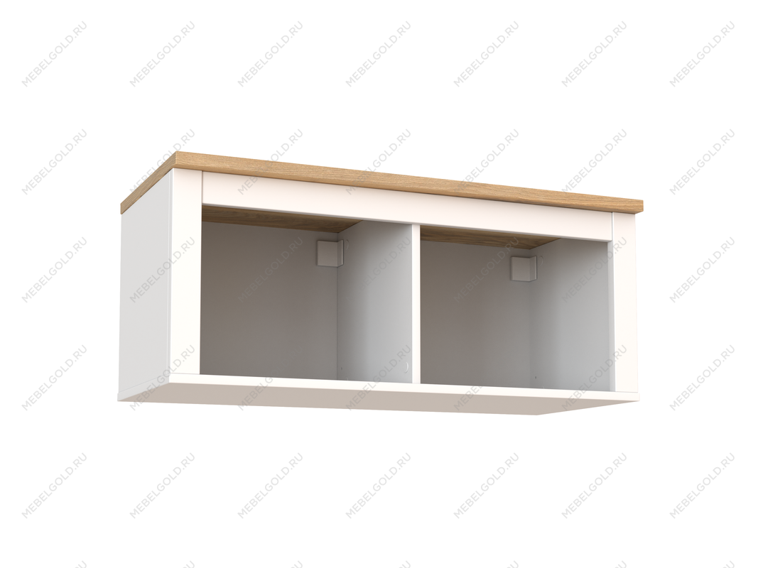 САГА полка навесная 2 секции белая/ясень