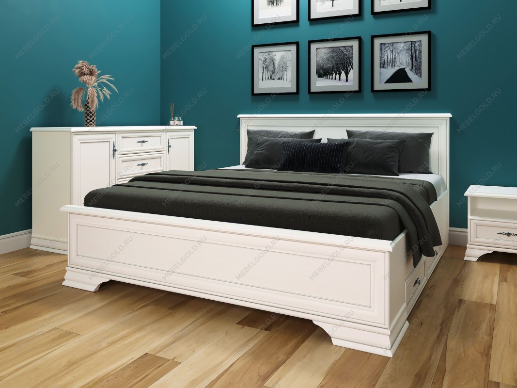 Кровать Кентаки LOZ/180+выкатные тумбы белый | изображение 1