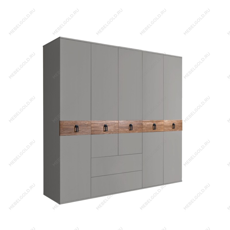 Шкаф 5-ти дверный с ящиками, Bogemia Wood Fa (Серый/Черный) БМШ2/51(Wo)