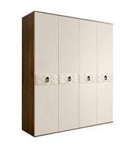 Шкаф 4-х дверный Bogemia Woodline Fa (Слоновая кость/Черный) БМШ2/4