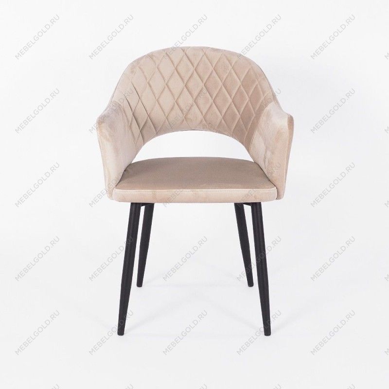 м. Римская - Стул Белладжио бежевый бархат ножки черные | изображение 1