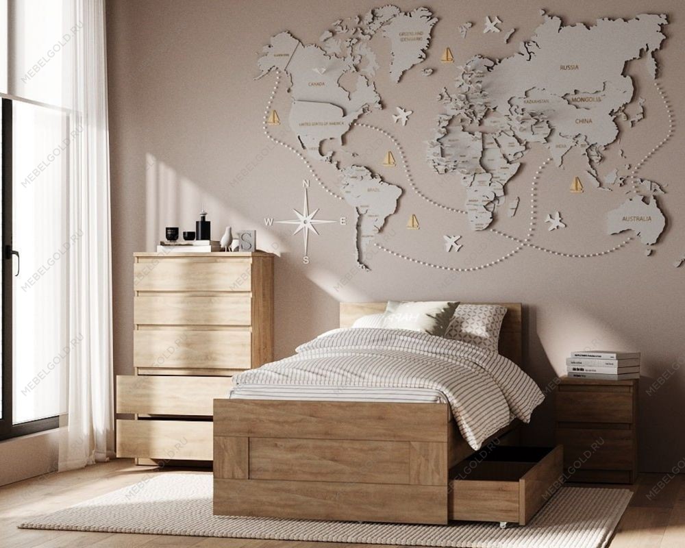 БРИМНЭС / СИРИУС кровать одинарная ИКЕА / IKEA 90х200 сонома | изображение 4