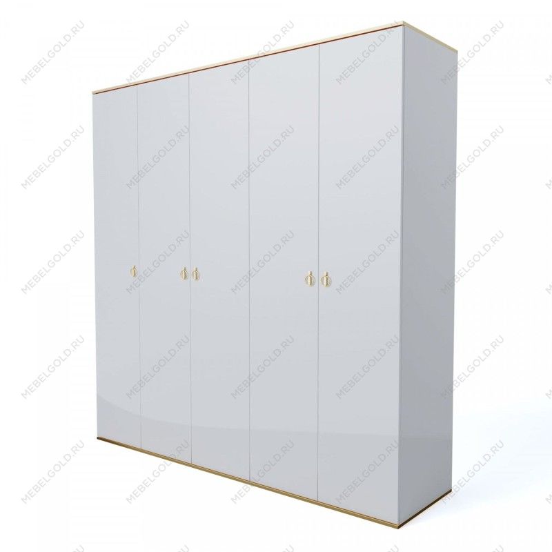 Шкаф 5-ти дверный Римини (Белый/Золото) РМШ2/5