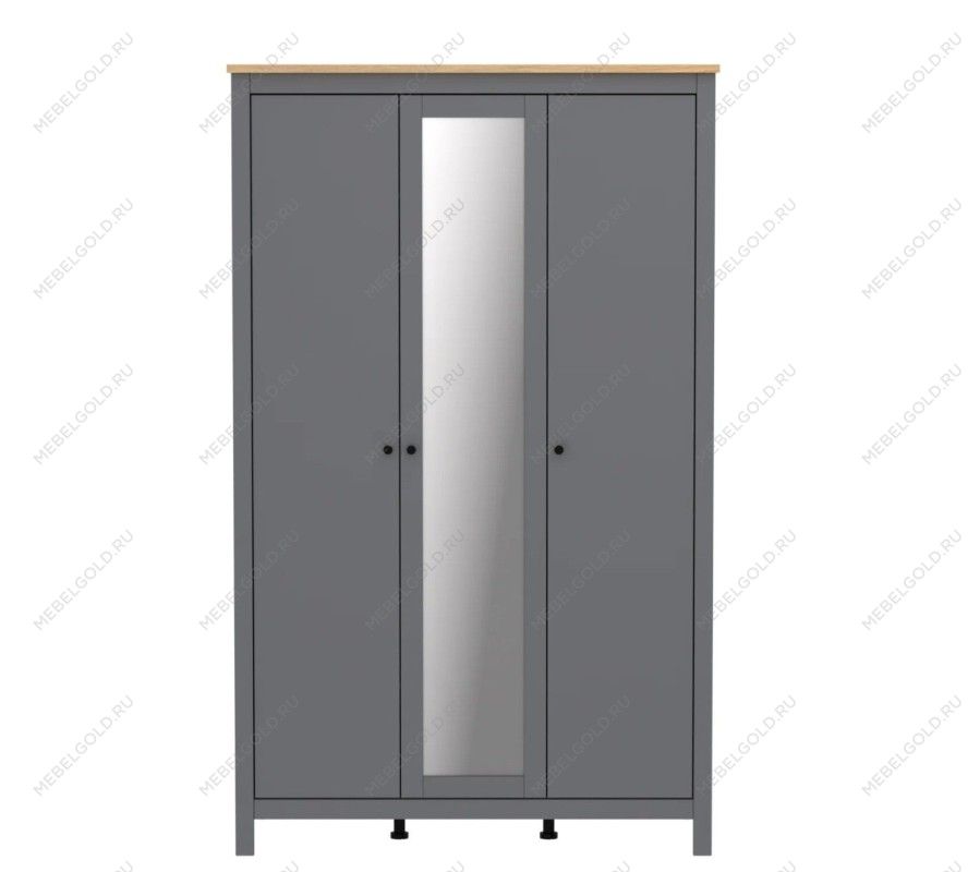 САГА шкаф 3 двери с зеркалом серый/ясень | изображение 1