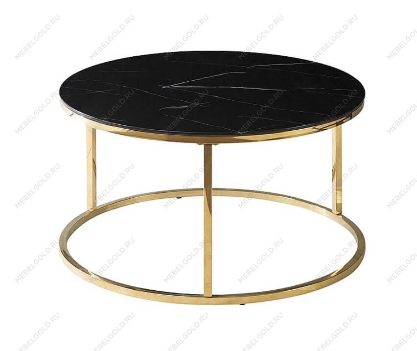 Стол журнальный Signal SABINE (эффект черного мрамора/золотой)