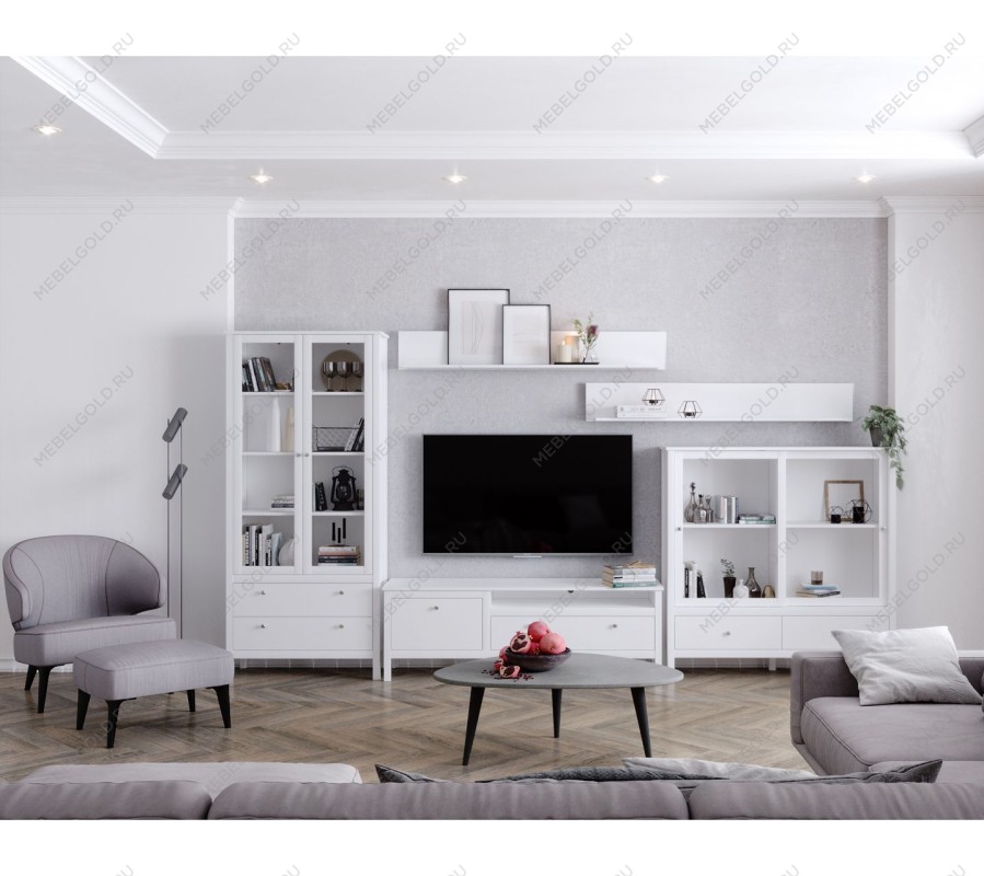 Шкаф-витрина Ева (Хельга) REG2W2S белый | изображение 9