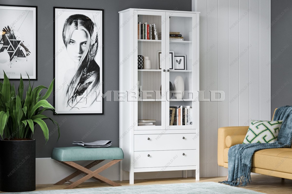 Шкаф-витрина Ева (Хельга) REG2W2S белый | изображение 2