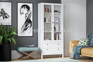 Шкаф-витрина Ева (Хельга) REG2W2S с подсветкой белый