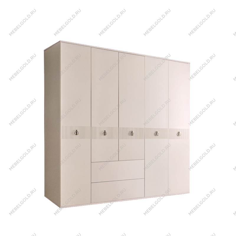 Шкаф 5-ти дверный с ящиками Римини СОЛО (Бежевый/Серебро) РМШ2/51(s)
