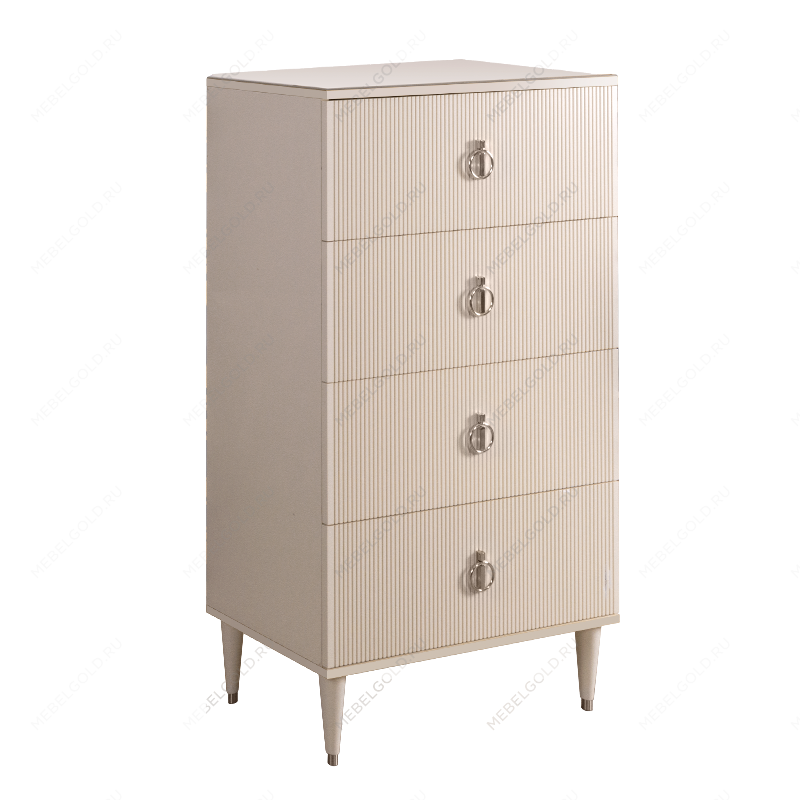 Комод 4 ящика Римини СОЛО (Бежевый/Серебро) РМКМ-6(s)