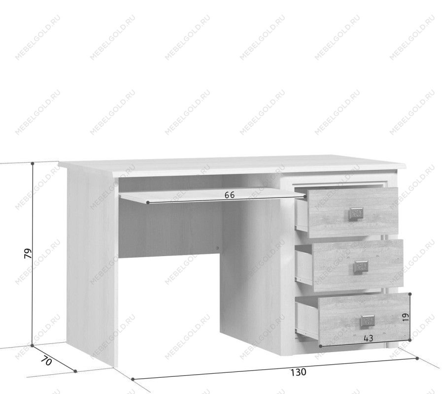 Стол письменный Коен BIU/130 ясень снежный | изображение 1