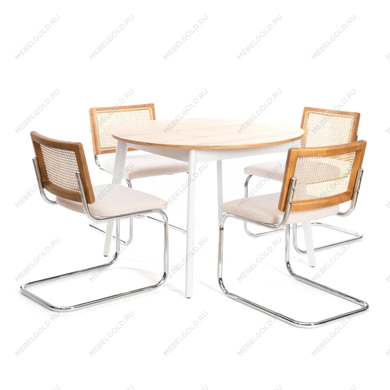 Стул MANI, дерево вяз, ротанг/ткань лен, металлический каркас, Груша (№3), 46х46х78 см | изображение 10