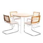 Стул MANI, дерево вяз, ротанг/ткань лен, металлический каркас, Груша (№3), 46х46х78 см | изображение 10