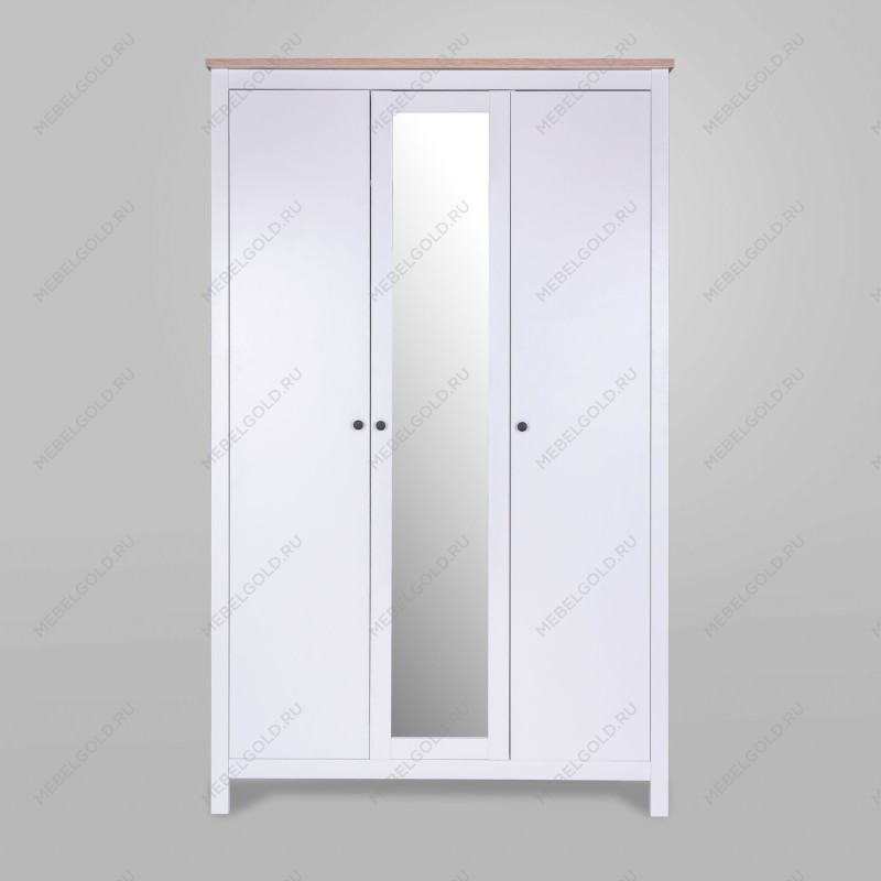 САГА шкаф 3 двери с зеркалом белый/ясень | изображение 2