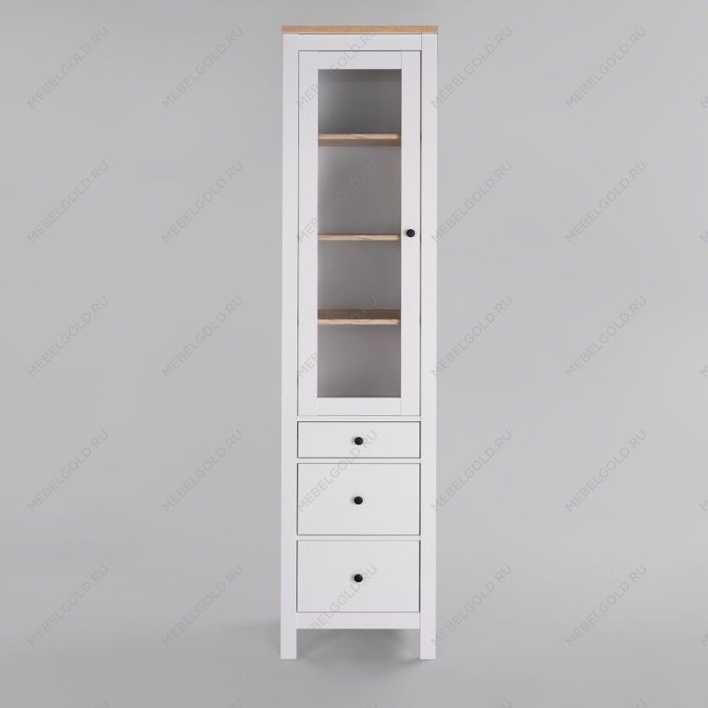 САГА шкаф с витриной 50 белый/ясень | изображение 2