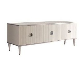 Тумба под телевизор (3 двери) Римини СОЛО (Слоновая кость/Серебро) РМТ-2(s)