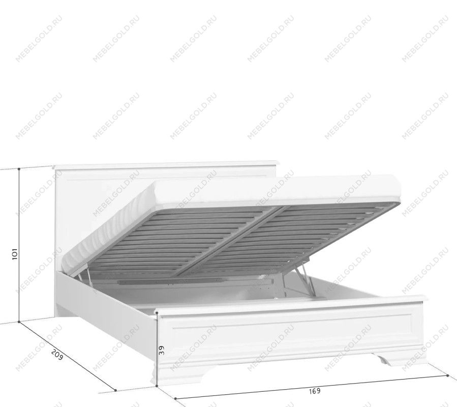 Кровать Кентаки LOZ160х200 с подъемным механизмом белый | изображение 1