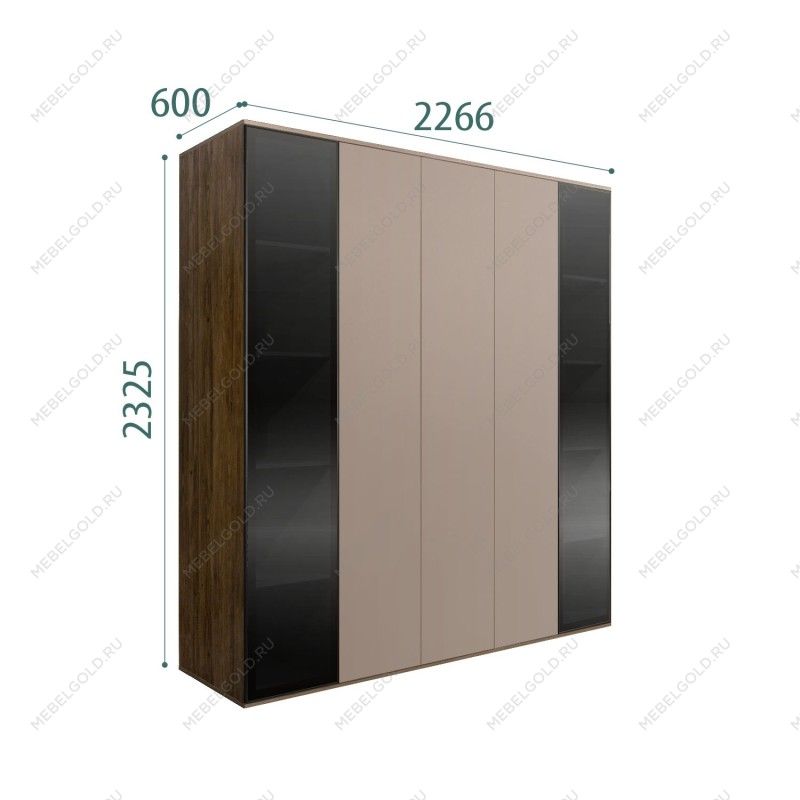 Шкаф 5-ти дв. Bogemia Woodline Air (Мокка/Черный) БМШ2/5(2)