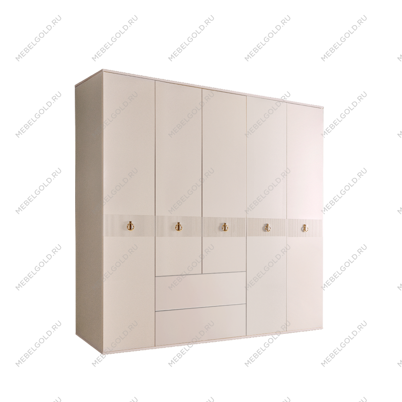 Шкаф 5-ти дверный с ящиками Римини СОЛО (Бежевый/Золото) РМШ2/51(s)